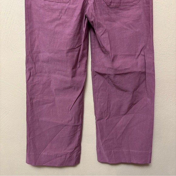 Anthropologie Maeve The Colette Cropped Linen Wide-Leg Pants Purple Size 27 - Picture 9 of 12